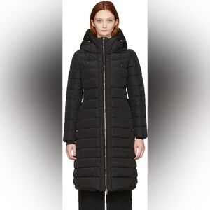 MONCLER IMIN Long Quilted Hooded Puffer Coat in Black